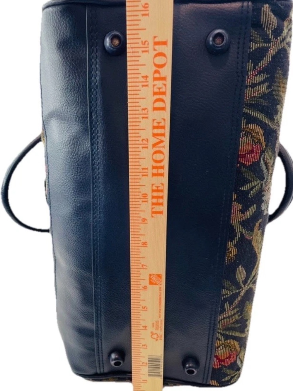 JORDACHE Black Floral Tapestry Luggage Satchel Bag Weekender - Picture 8 of 14